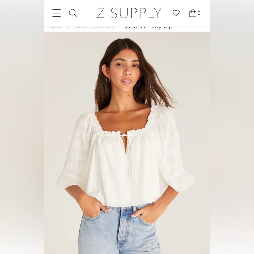 NWT!! Z Supply Gabriella Flirty Top XS White